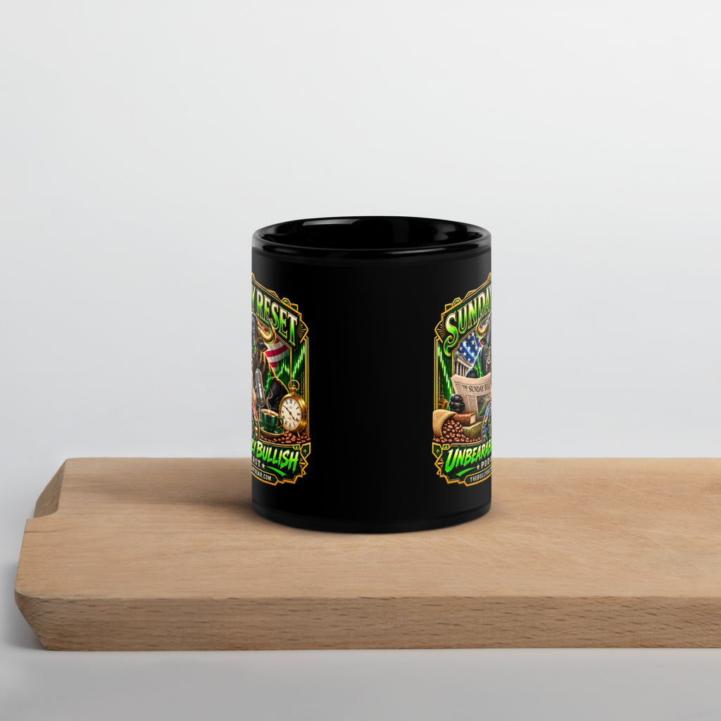 Sunday Reset Mug in black, 11 oz, front view