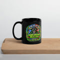 Unbearably Bullish Crest Mug in black, 11 oz, handle on left