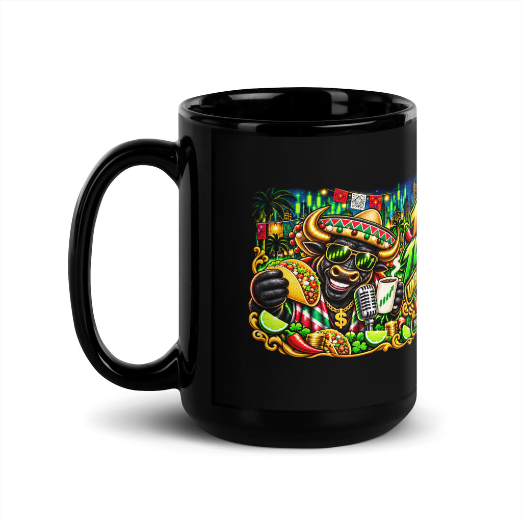 Taco Tuesday Panorama Mug in black, 15 oz, handle on left