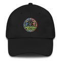 Unbearably Bullish Dad Hat in Black, front view of embroidered logo