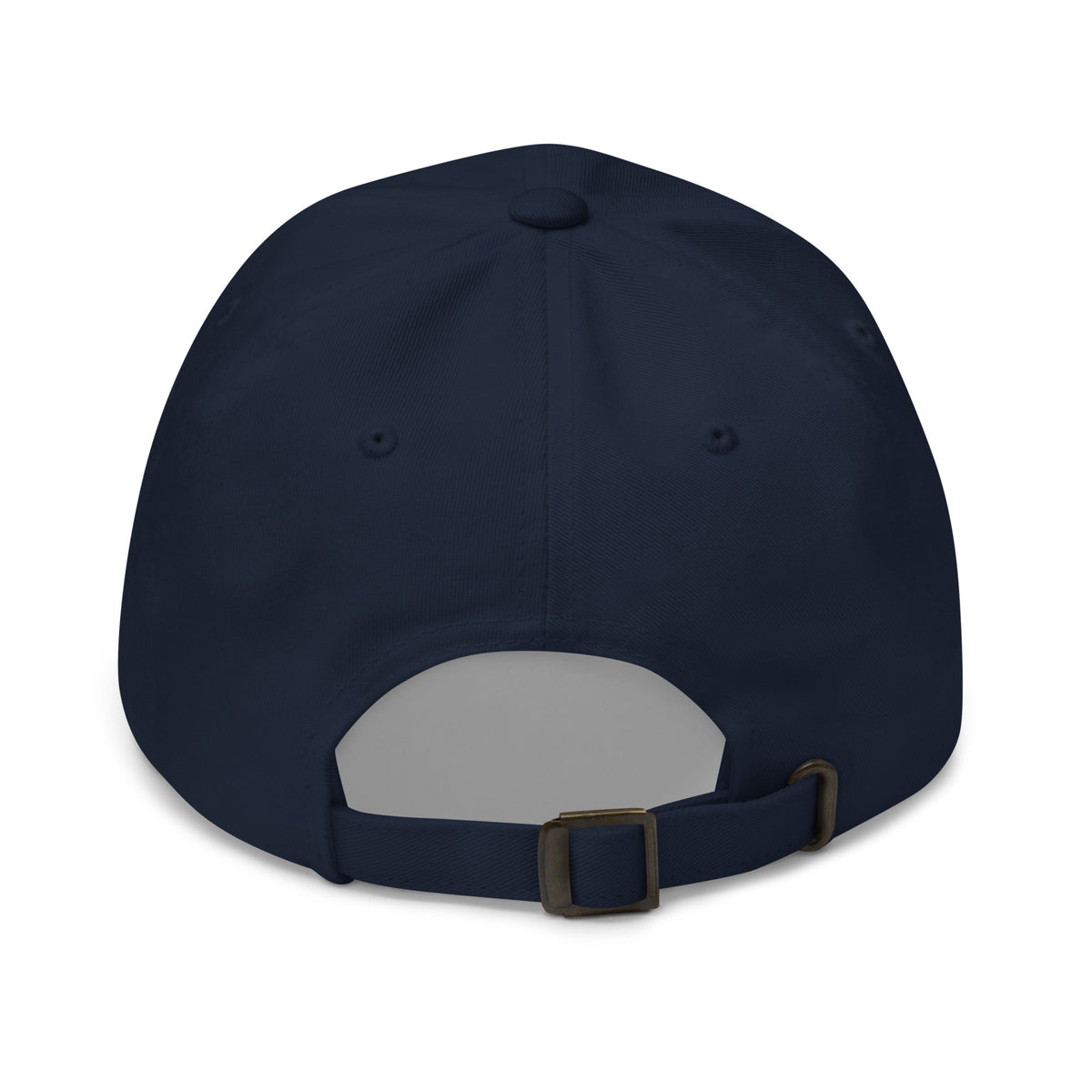 Unbearably Bullish Bull Dad Hat with green stitching in Navy, back view