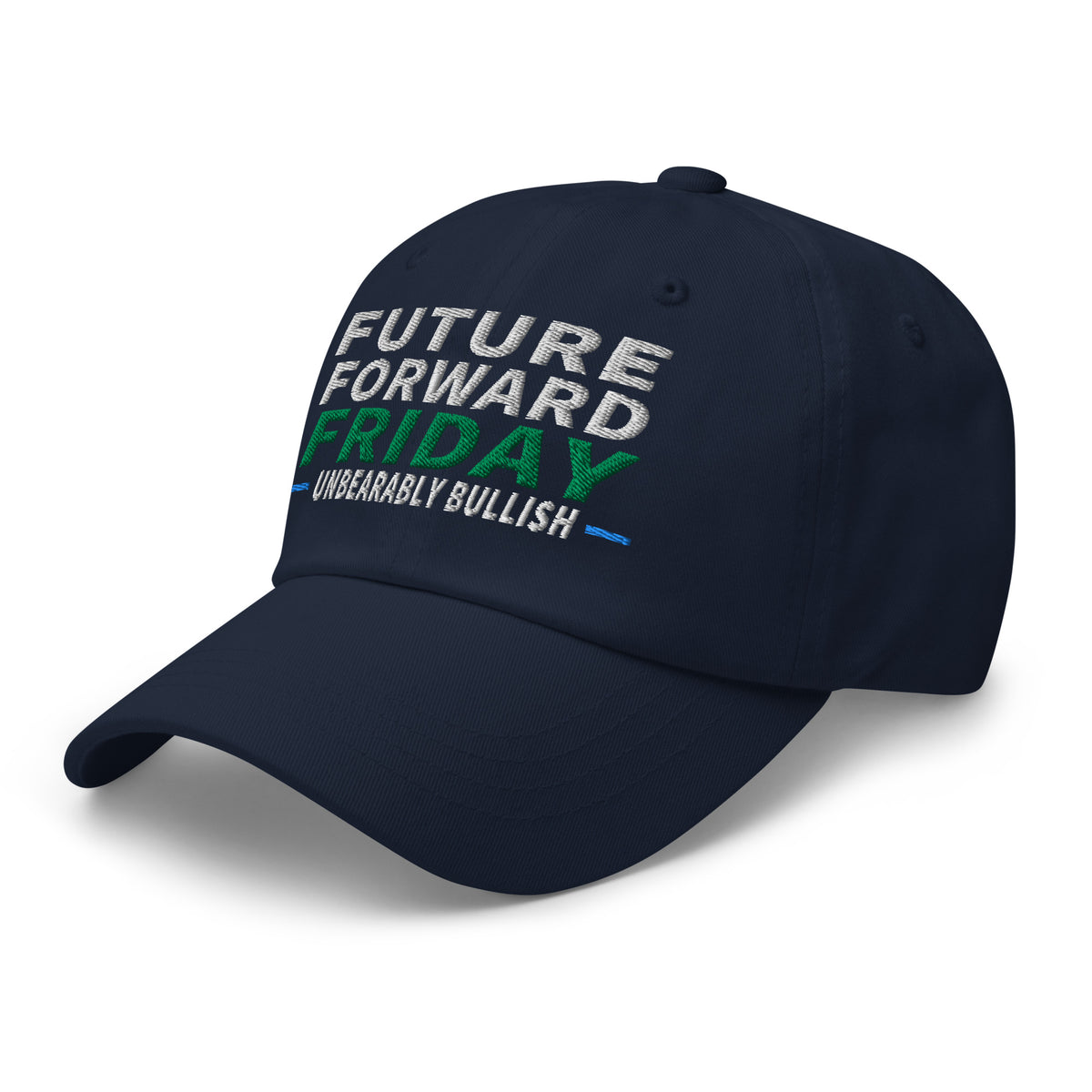 Future Forward Friday Hat in Navy, left front angle
