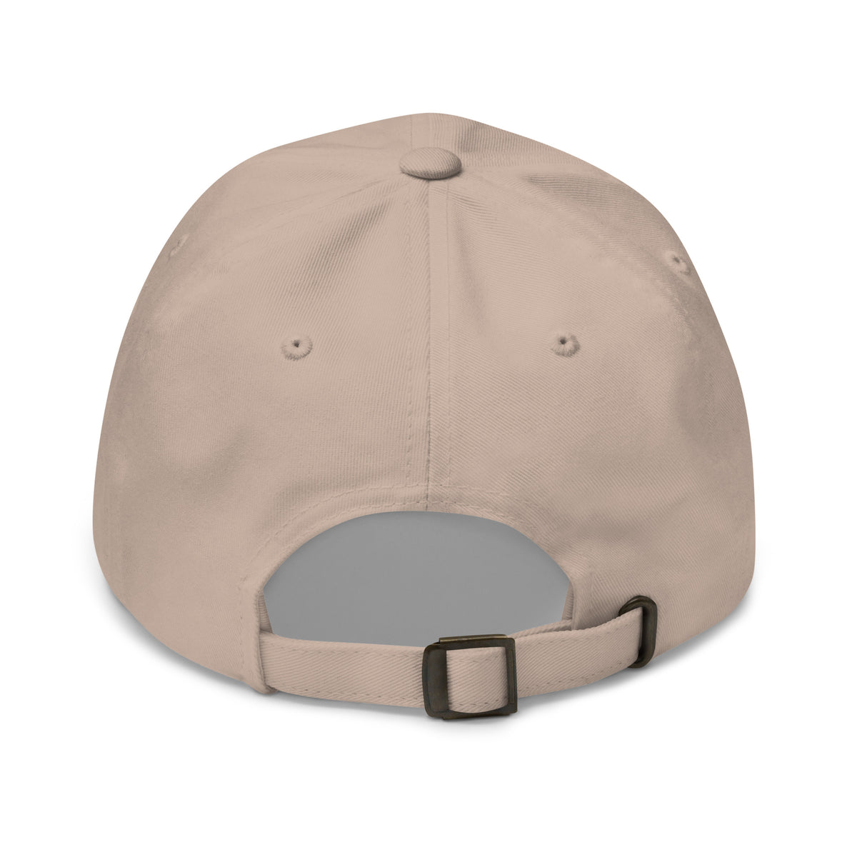 Unbearably Bullish Bull Dad Hat with blue stitching in Stone, back view