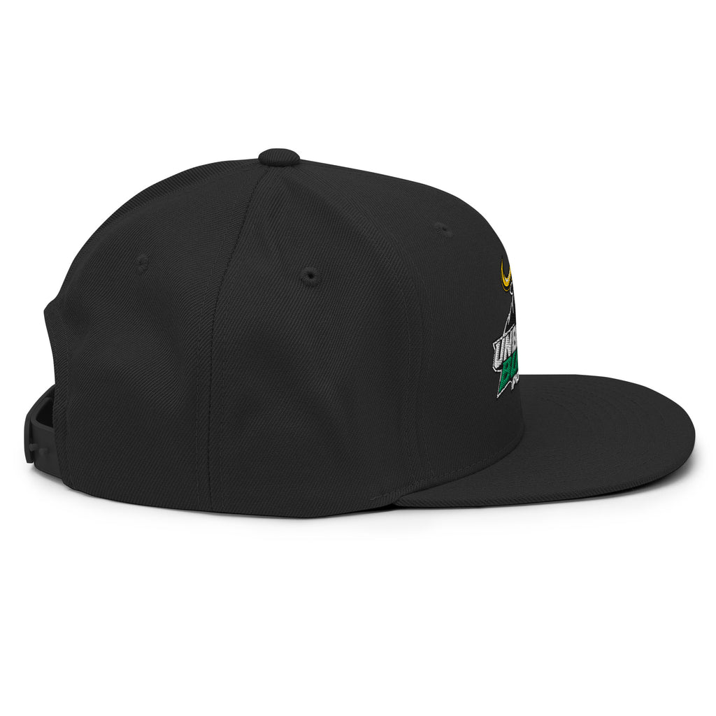 Unbearably Bullish Podcast Snapback in Black, right side
