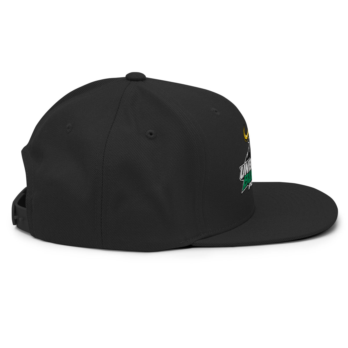 Unbearably Bullish Podcast Snapback in Black, right side