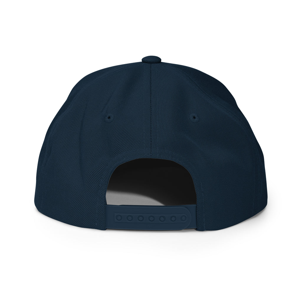 Unbearably Bullish Podcast Snapback in Dark Navy, back view