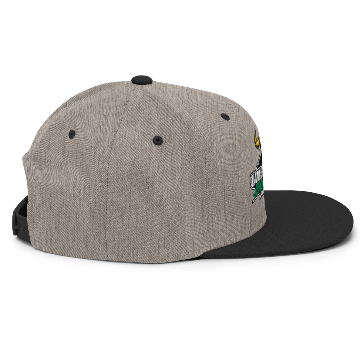 Unbearably Bullish Podcast Snapback in Heather Black, right side