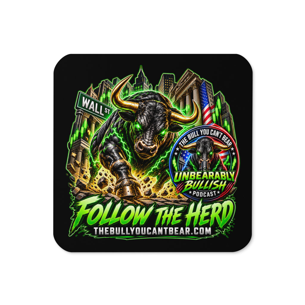 Follow The Herd Coaster with cork back, top view