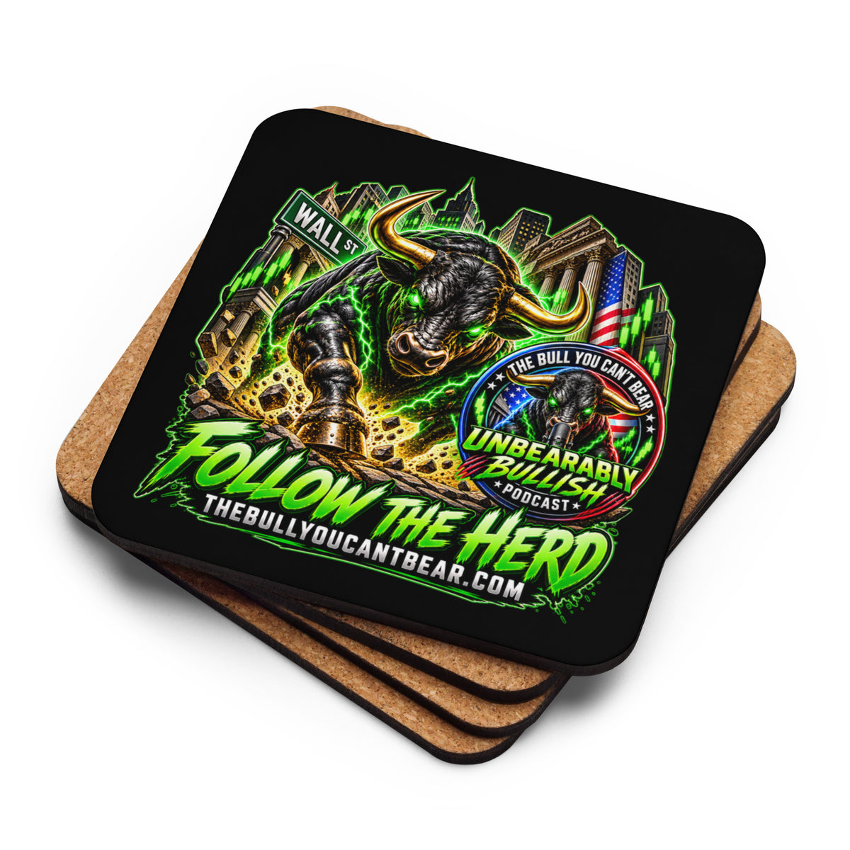 Follow The Herd Coaster with cork back, lifestyle view