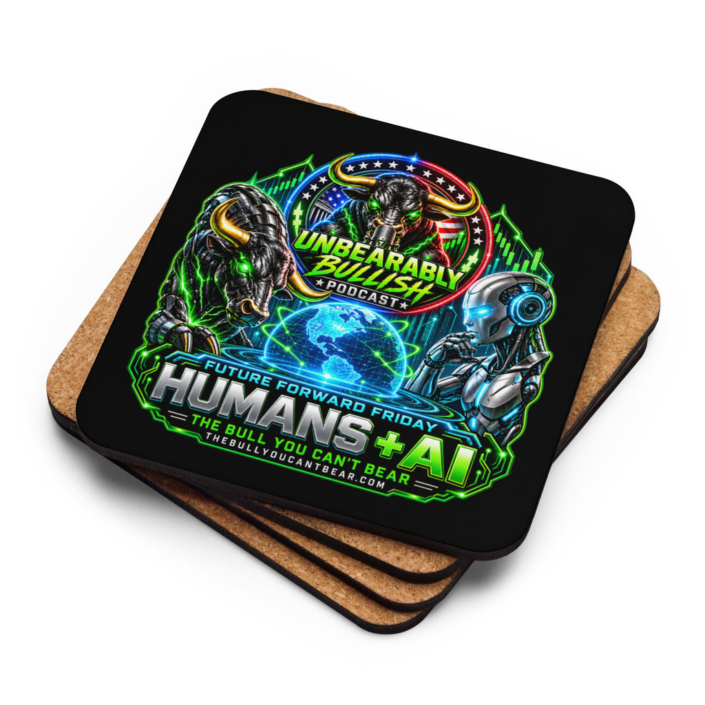Humans + AI Coaster with cork back, lifestyle view