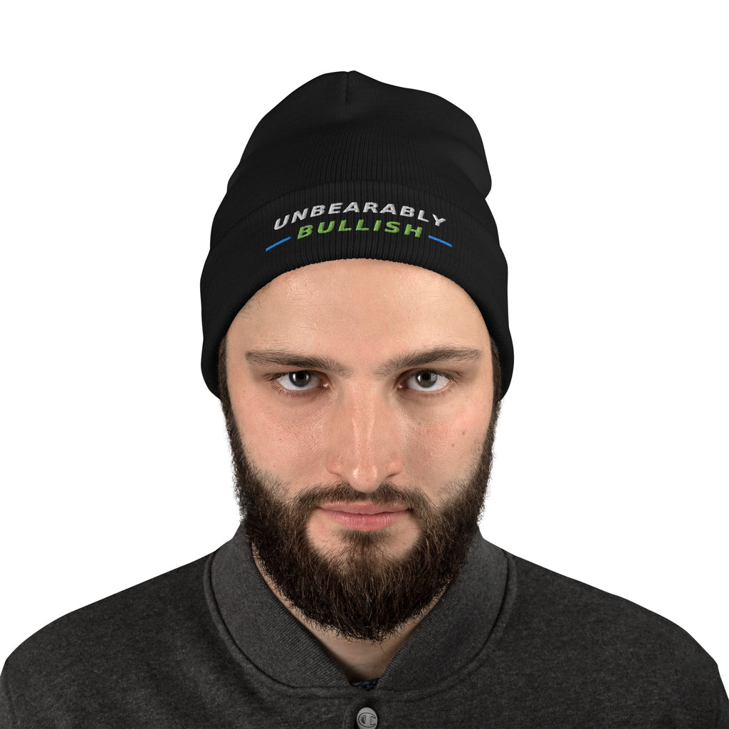 Unbearably Bullish Beanie in Black, alternate front view