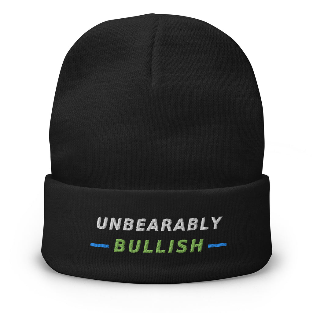 Unbearably Bullish Beanie in Black, front view