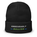 Unbearably Bullish Beanie in Black, front view