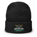 Unbearably Bullish Podcast Logo Beanie in Black, front view