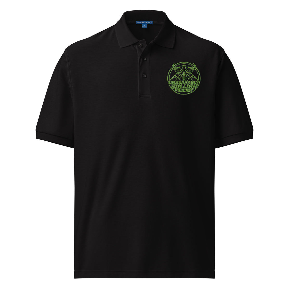 Unbearably Bullish Embroidered Polo in Black, front