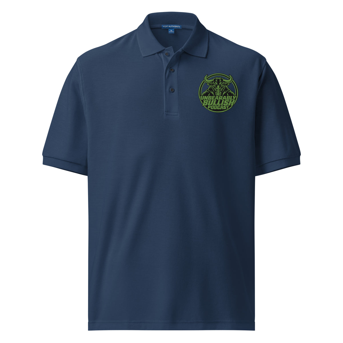 Unbearably Bullish Embroidered Polo in Navy, front