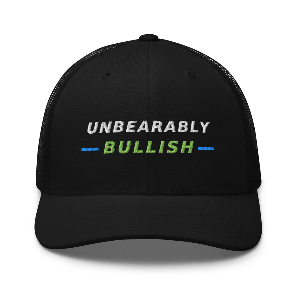 Unbearably Bullish Trucker Hat in Black, front view