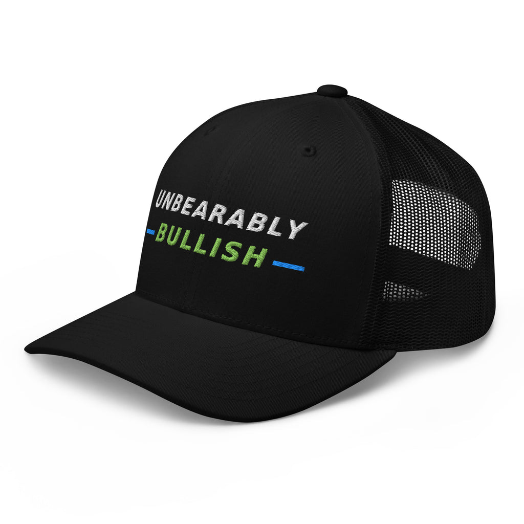 Unbearably Bullish Trucker Hat in Black, left front angle