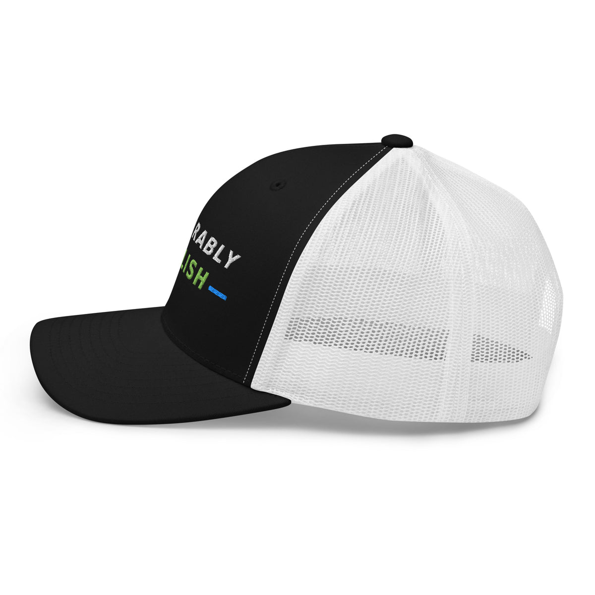 Unbearably Bullish Trucker Hat in Black and White, left side