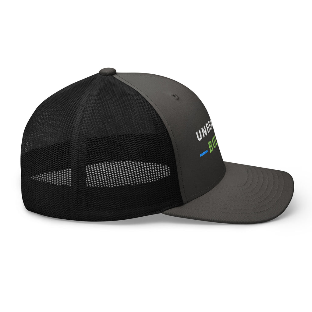 Unbearably Bullish Trucker Hat in Charcoal and Black, right side
