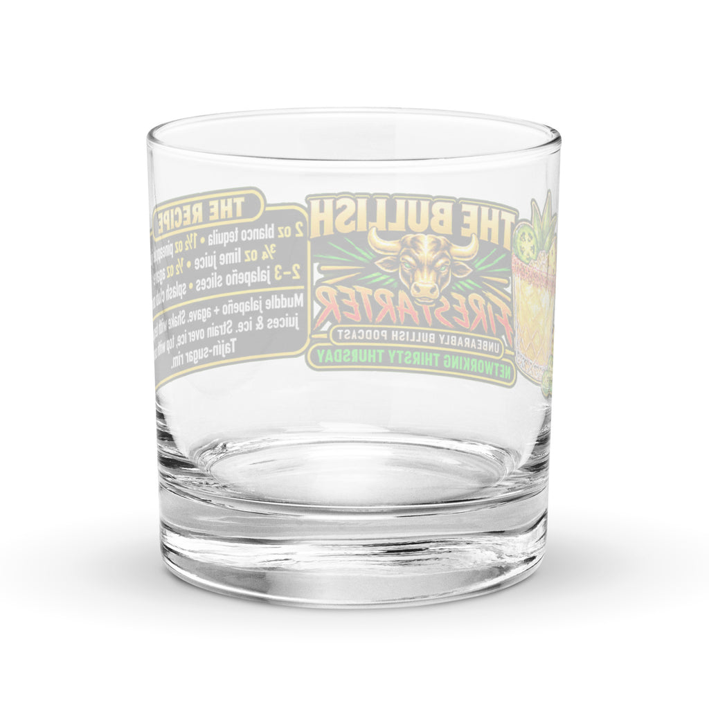 The Bullish Firestarter Rocks Glass, back view