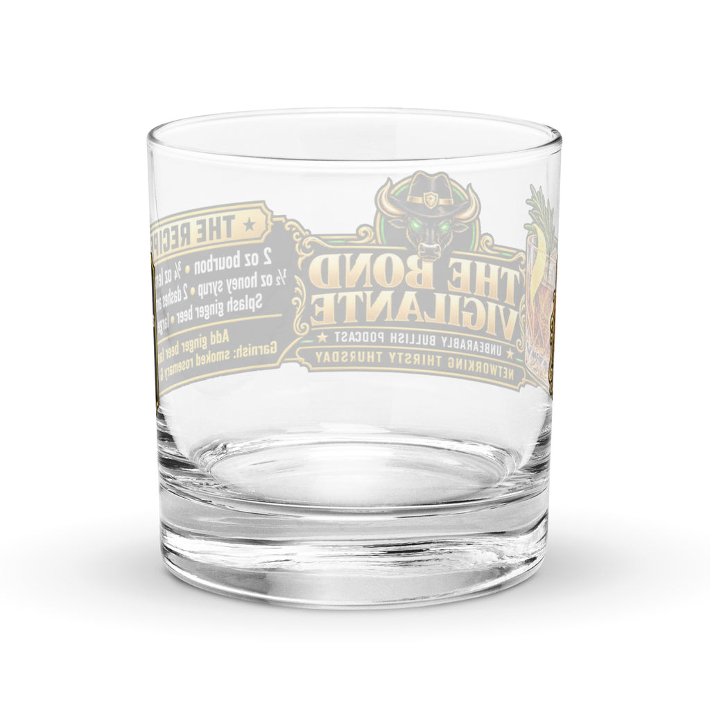 The Bond Vigilante Rocks Glass, back view