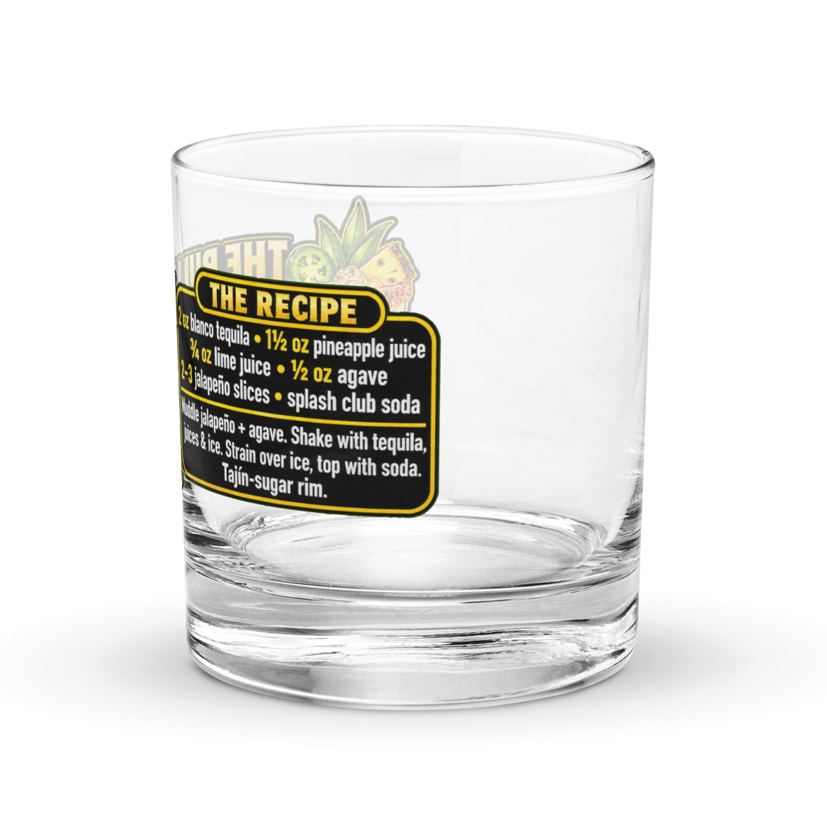 The Bullish Firestarter Rocks Glass, left side view