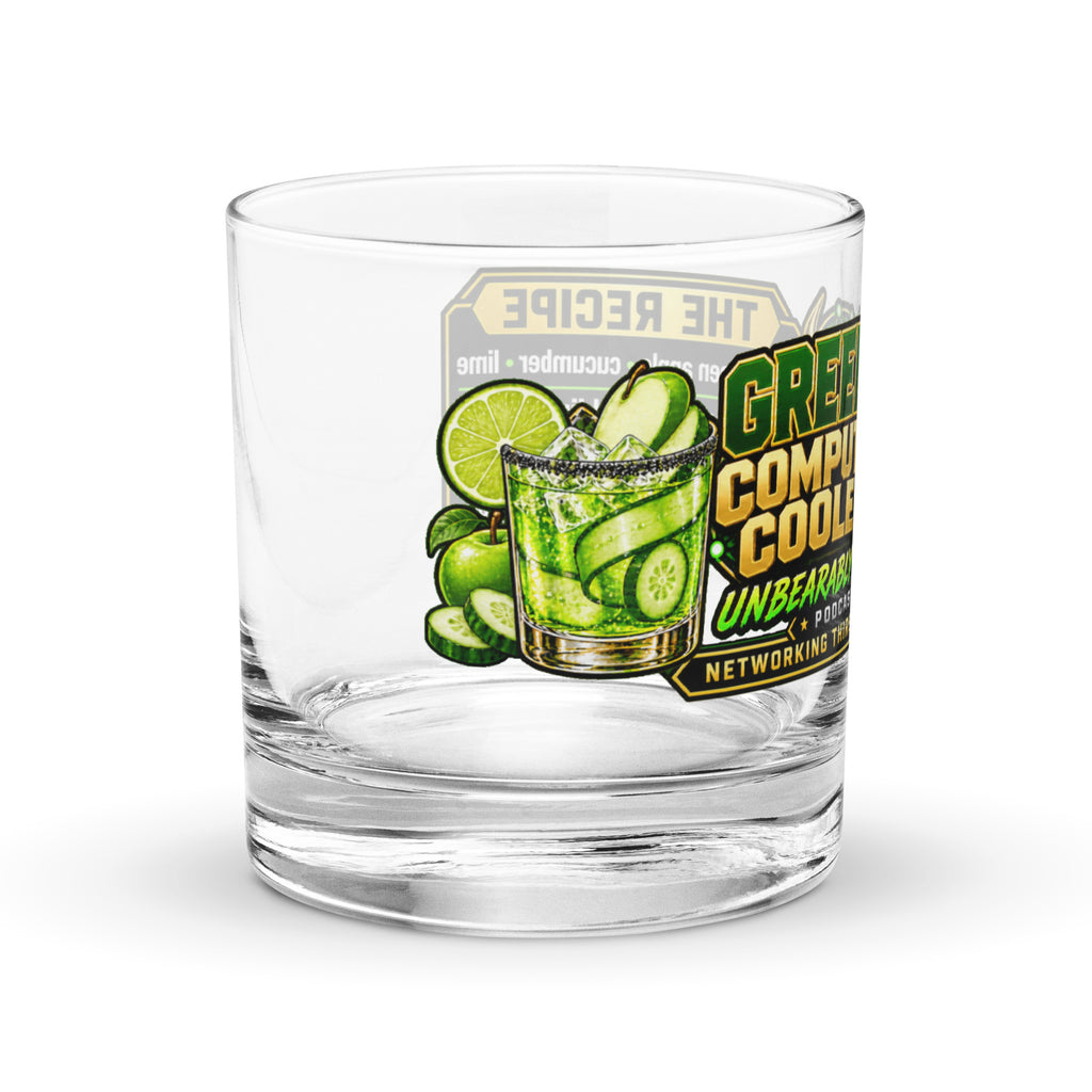 Green Compute Cooler Rocks Glass, right side view