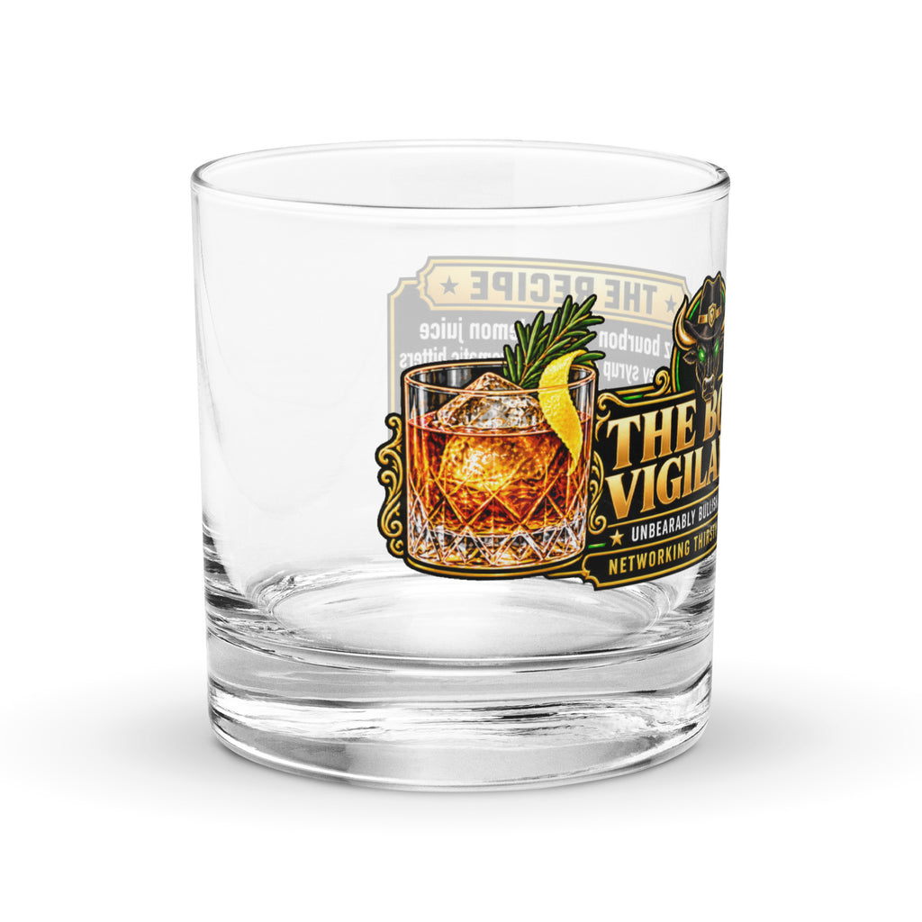 The Bond Vigilante Rocks Glass, right side view