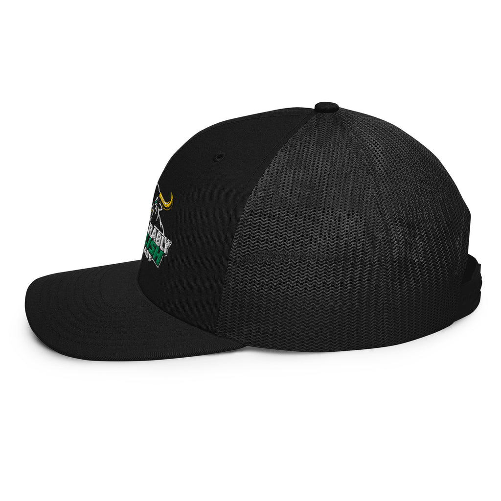 Unbearably Bullish Podcast Trucker Cap in Black, left side