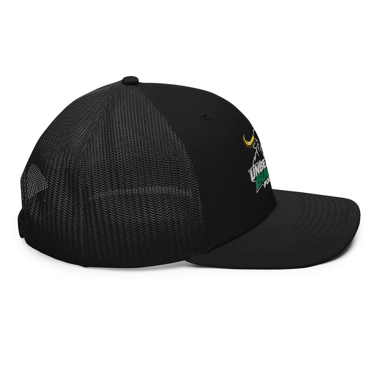 Unbearably Bullish Podcast Trucker Cap in Black, right side