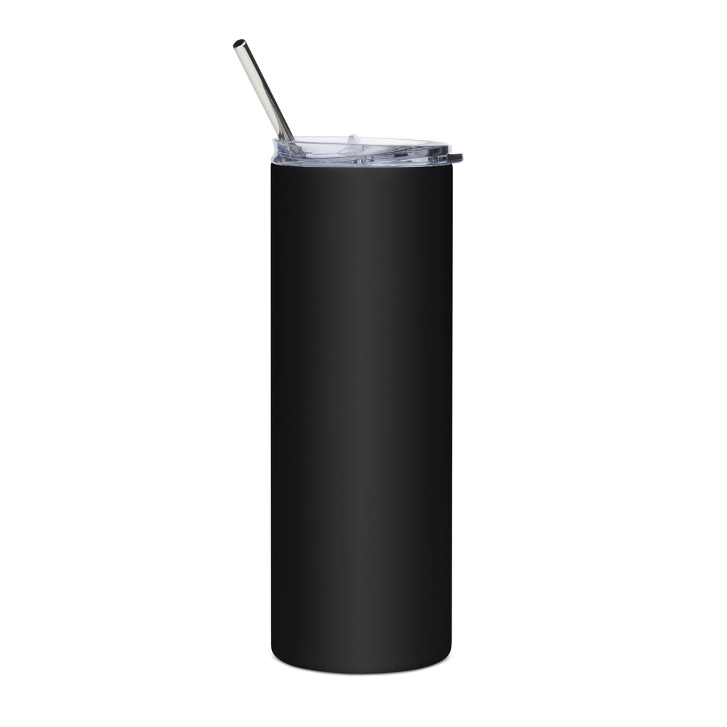 Unbearably Bullish Crest Tumbler, black stainless steel, back view