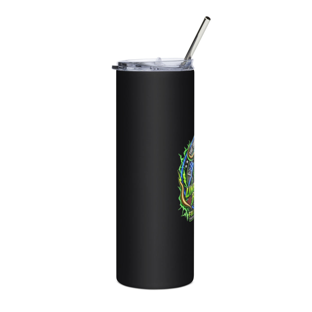 Unbearably Bullish Crest Tumbler, black stainless steel, right side