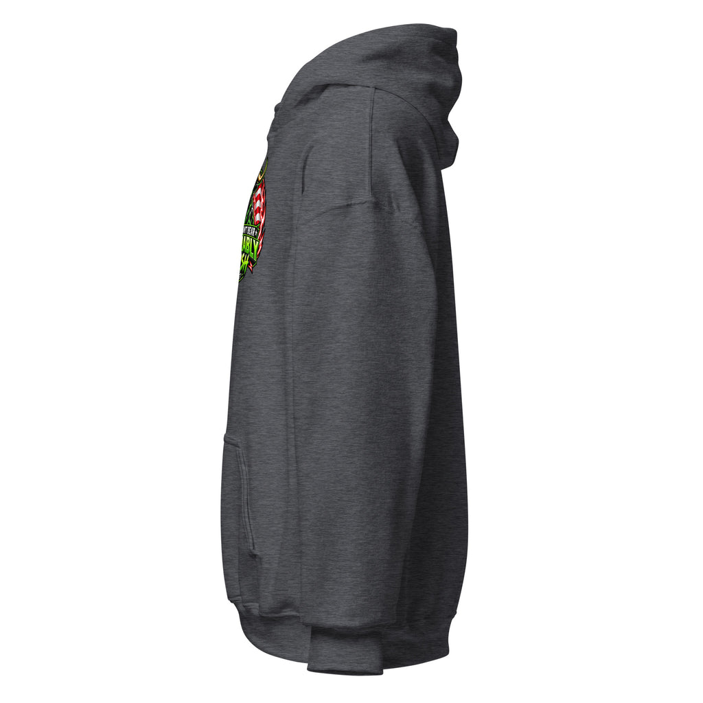 Unbearably Bullish Logo Hoodie in Dark Heather, left side