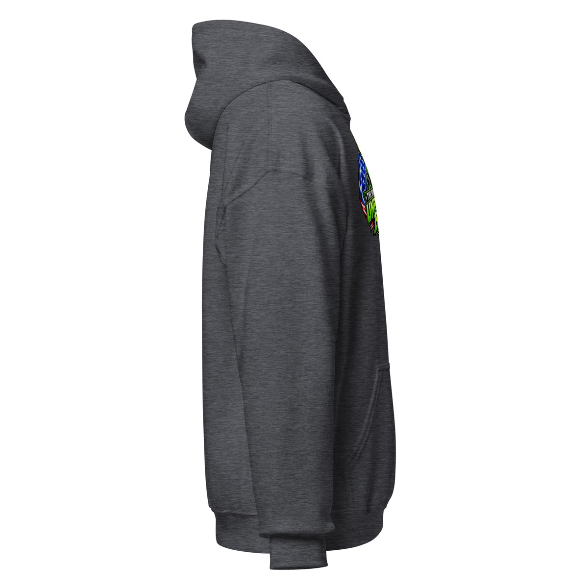 Unbearably Bullish Logo Hoodie in Dark Heather, right side