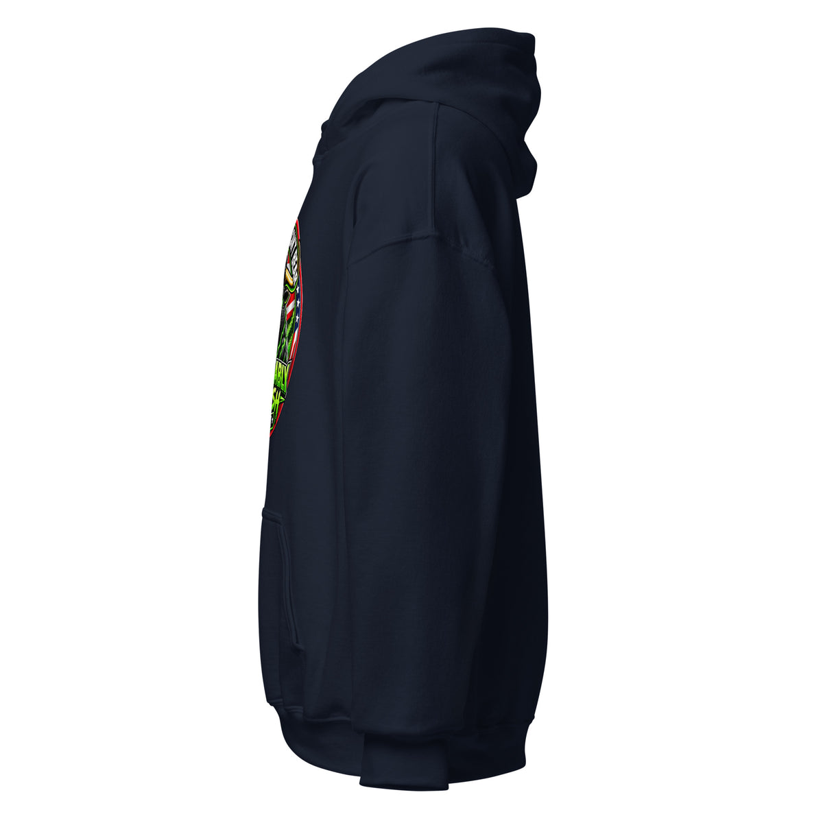 The Bull You Can't Bear Hoodie in Navy, left side