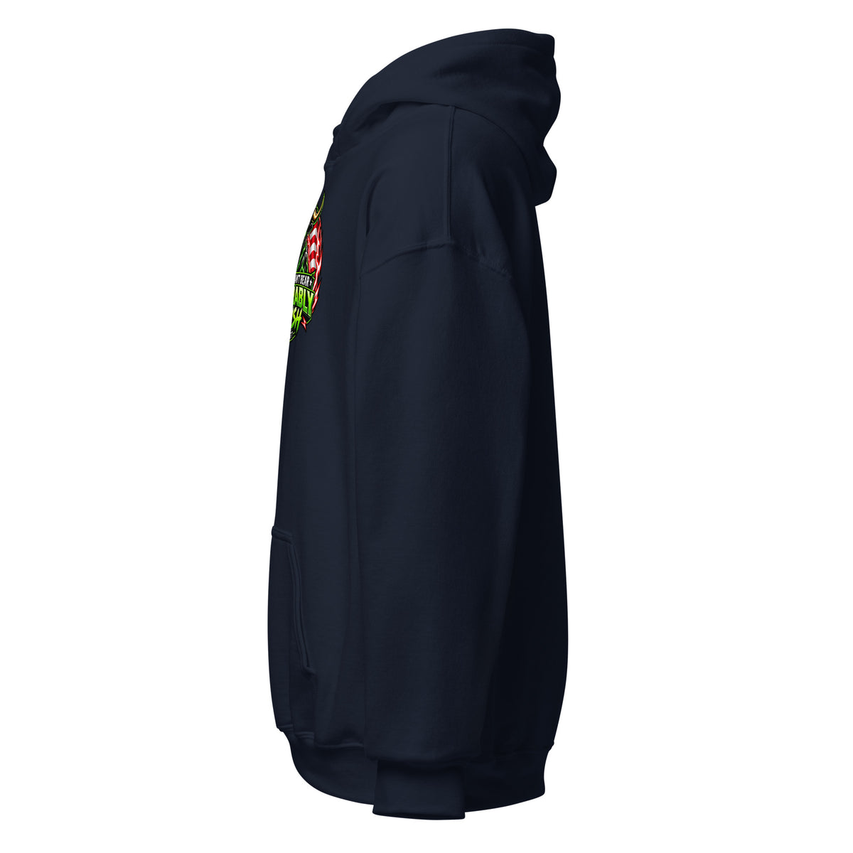 Unbearably Bullish Logo Hoodie in Navy, left side