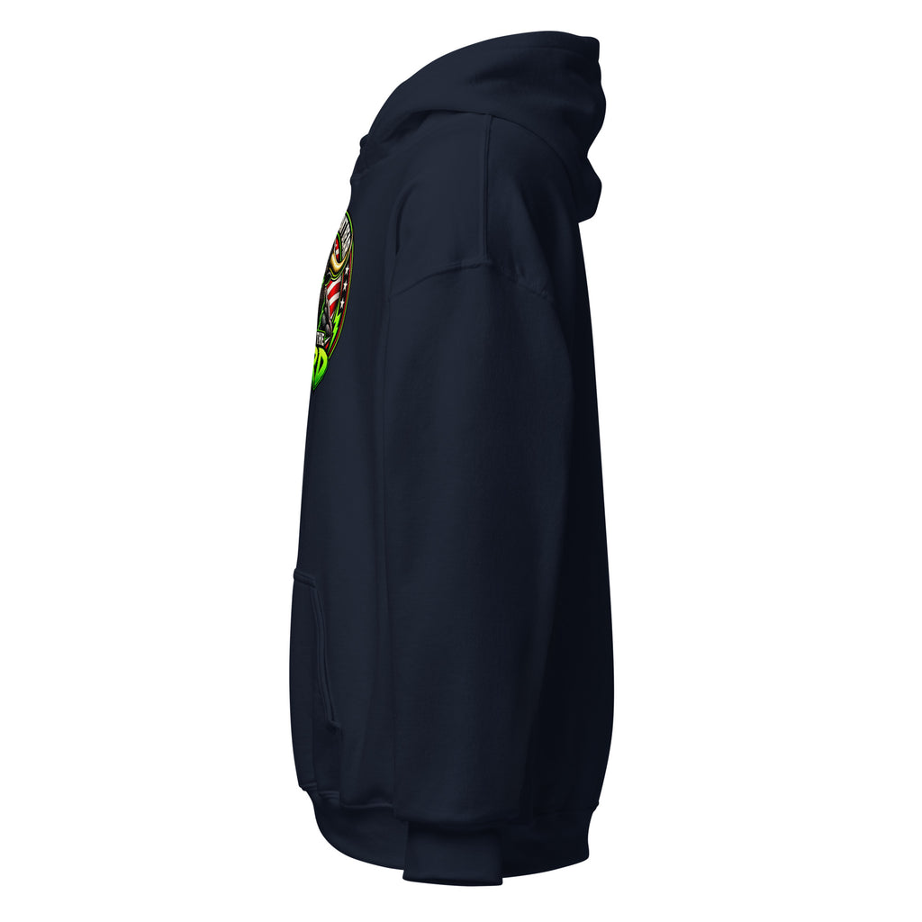 Follow The Herd Hoodie in Navy, left side