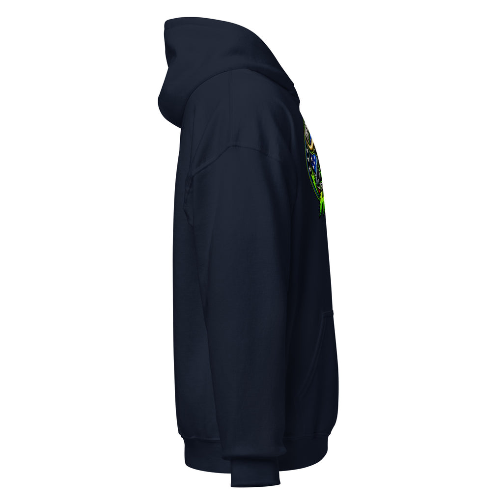 Follow The Herd Hoodie in Navy, right side