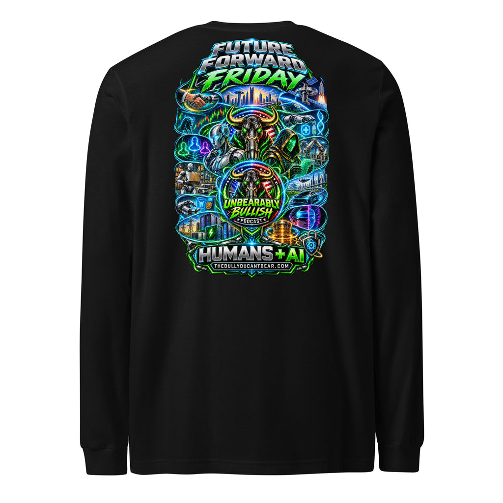 Future Forward Friday Humans + AI Long Sleeve Tee in Black, back print