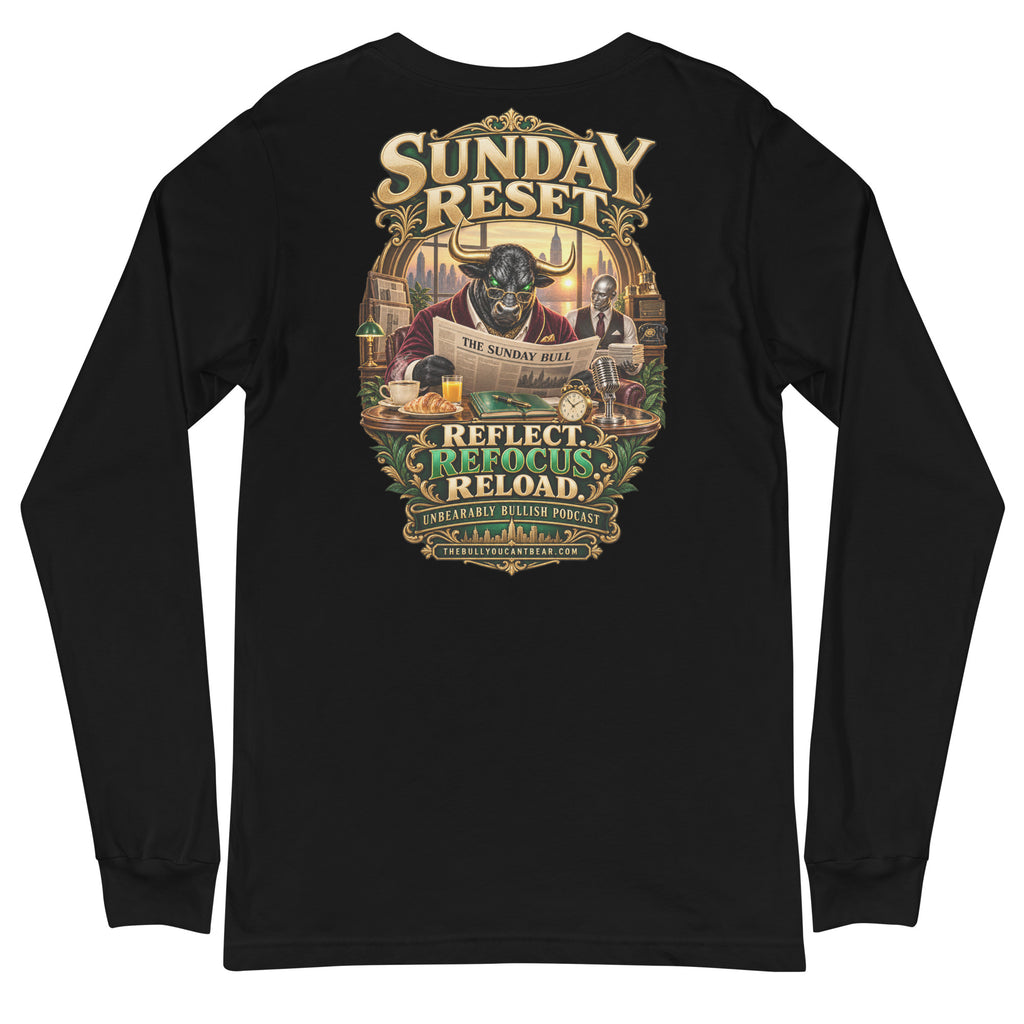 Sunday Reset Long Sleeve Tee in Black, back print