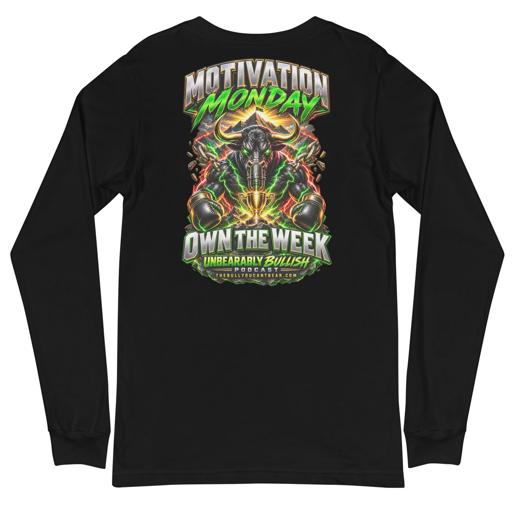 Motivation Monday Own The Week Long Sleeve Tee in Black, back print
