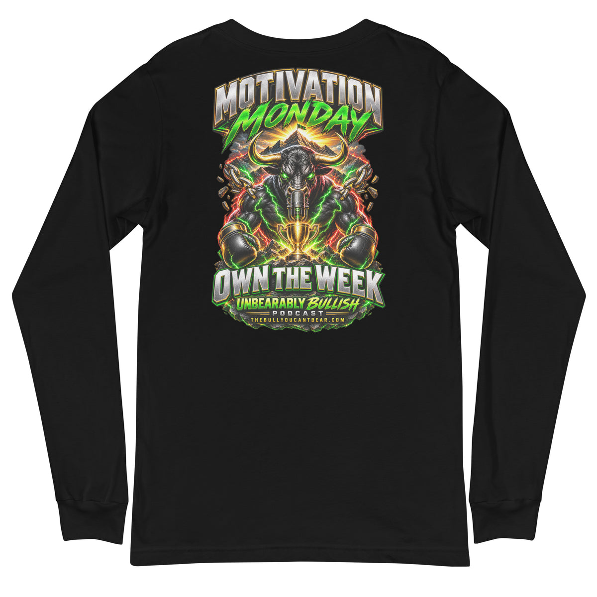Motivation Monday Own The Week Long Sleeve Tee in Black, back print
