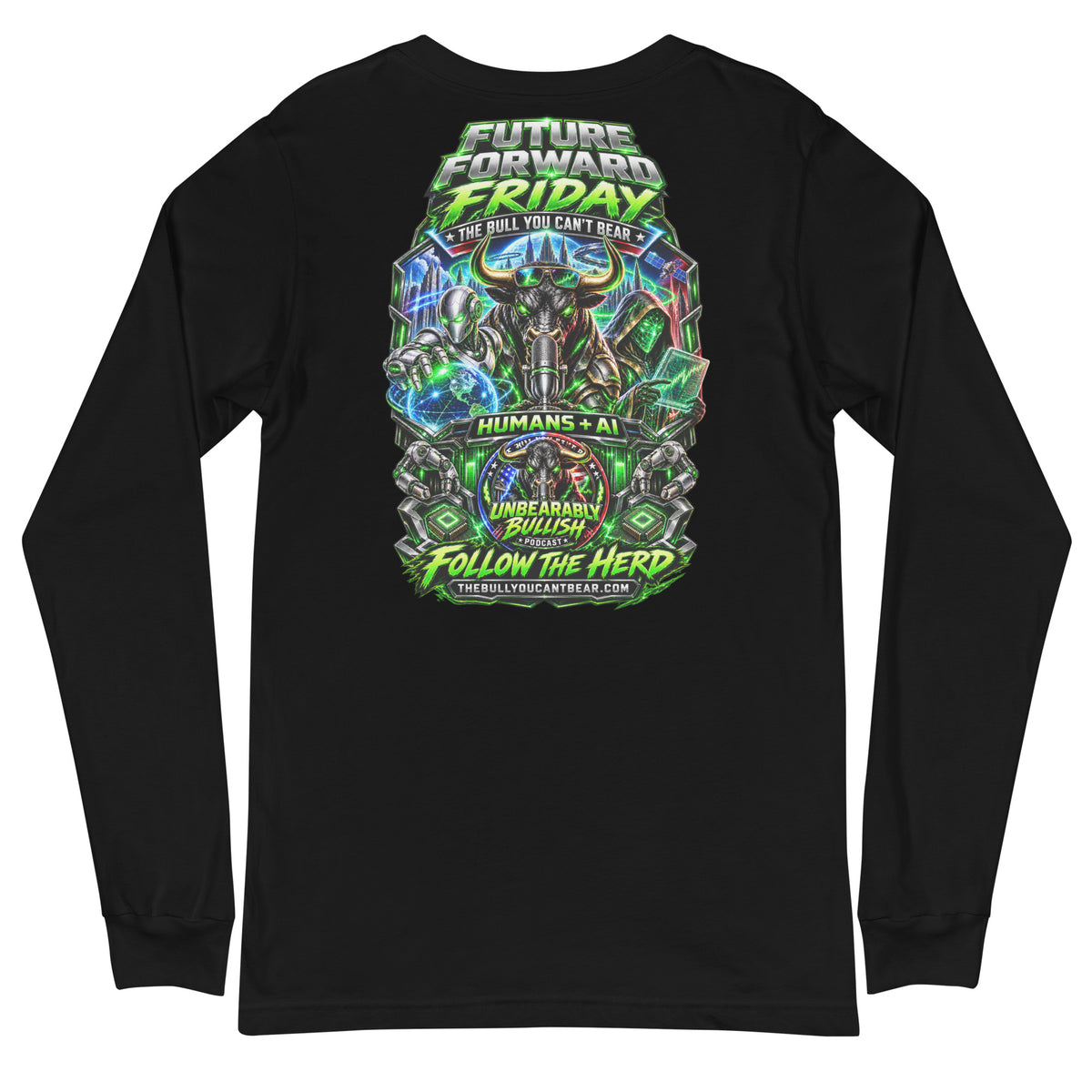 Future Forward Friday Long Sleeve Tee in Black, back print