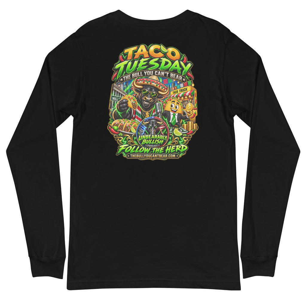 Taco Tuesday Long Sleeve Tee in Black, back print
