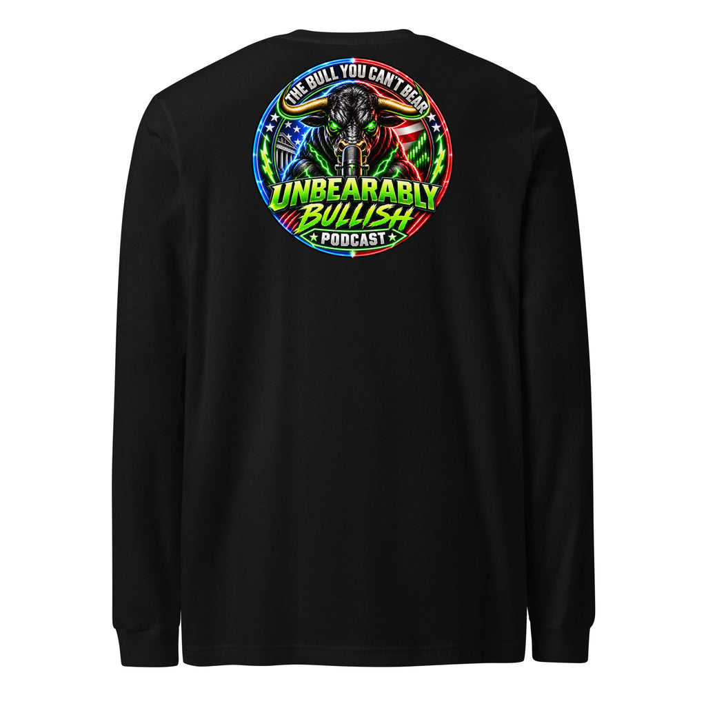 Unbearably Bullish Logo Long Sleeve Tee in Black, back print