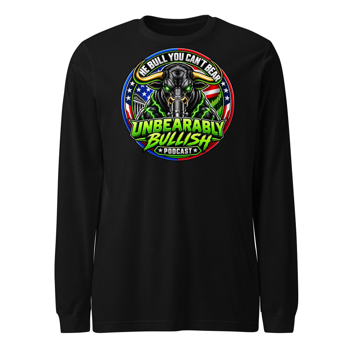The Bull You Can't Bear Long Sleeve Tee in Black, front