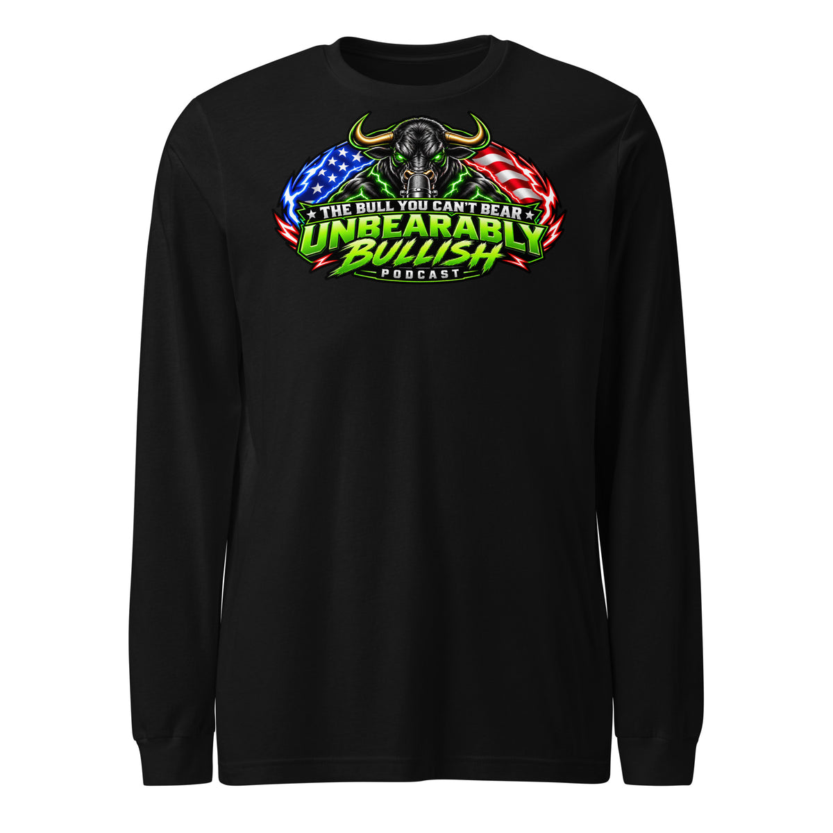 Unbearably Bullish Logo Long Sleeve Tee in Black, front