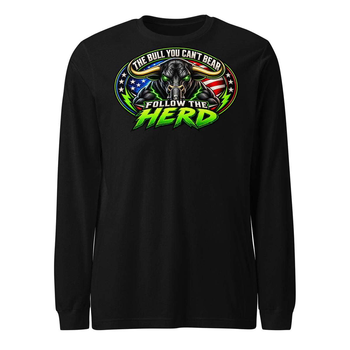 Follow The Herd Long Sleeve Tee in Black, front