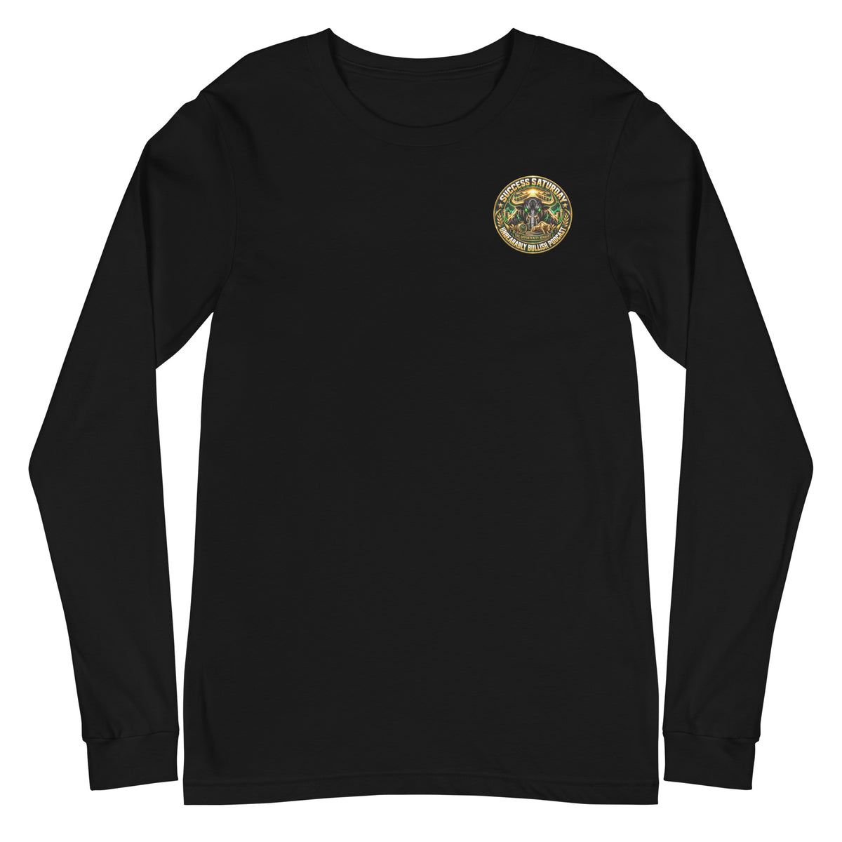 Success Saturday Long Sleeve Tee in Black, front